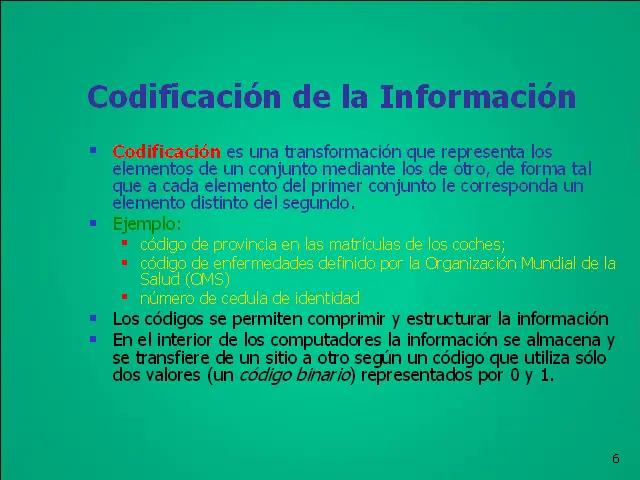 codificacion de la informacion en informatica - Qué tipos de codificación existen en sistemas de información